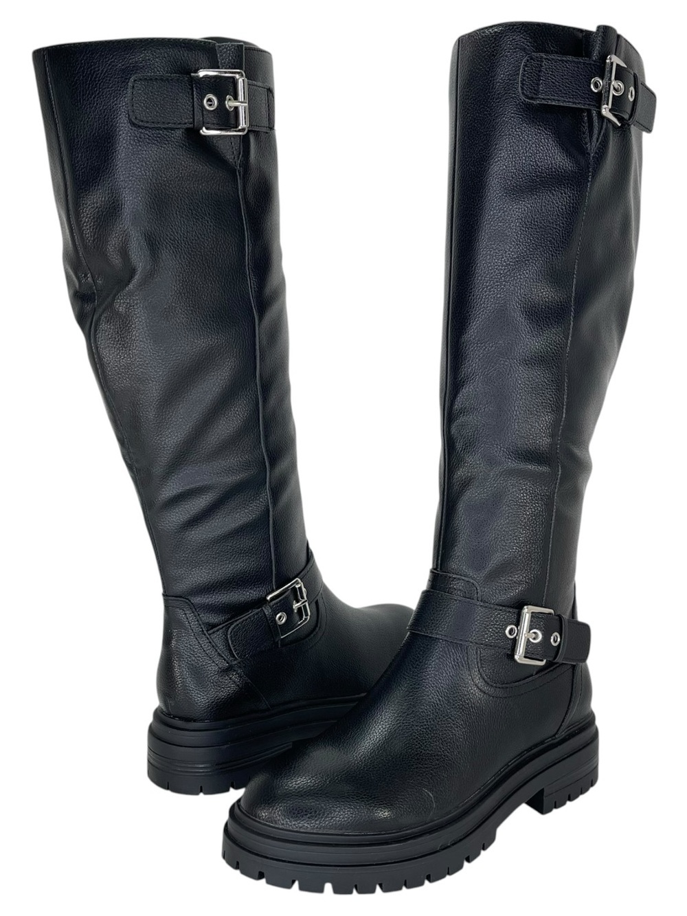 Sun + Stone Omegaa Black Faux Leather Knee High Womens Boots Size 6.5M
